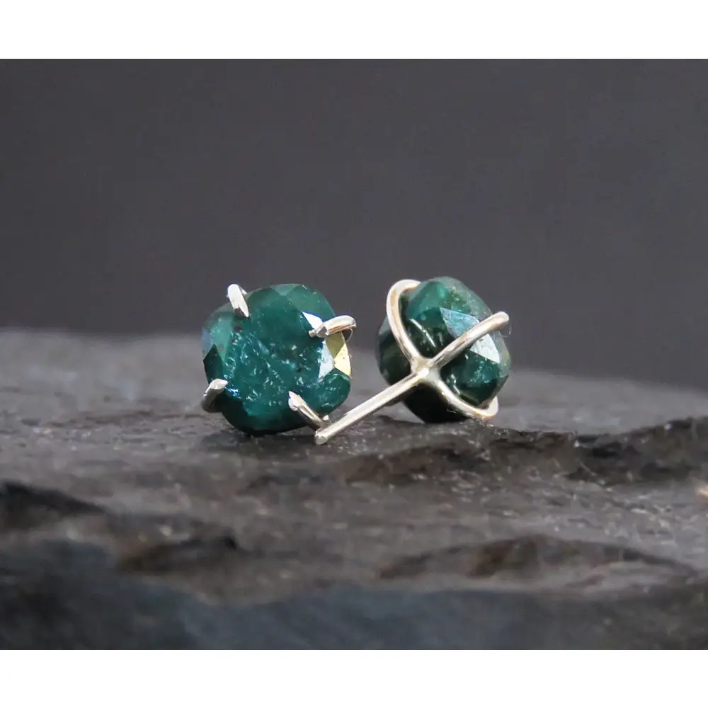 Natural Emerald Stud Earrings - Image 6