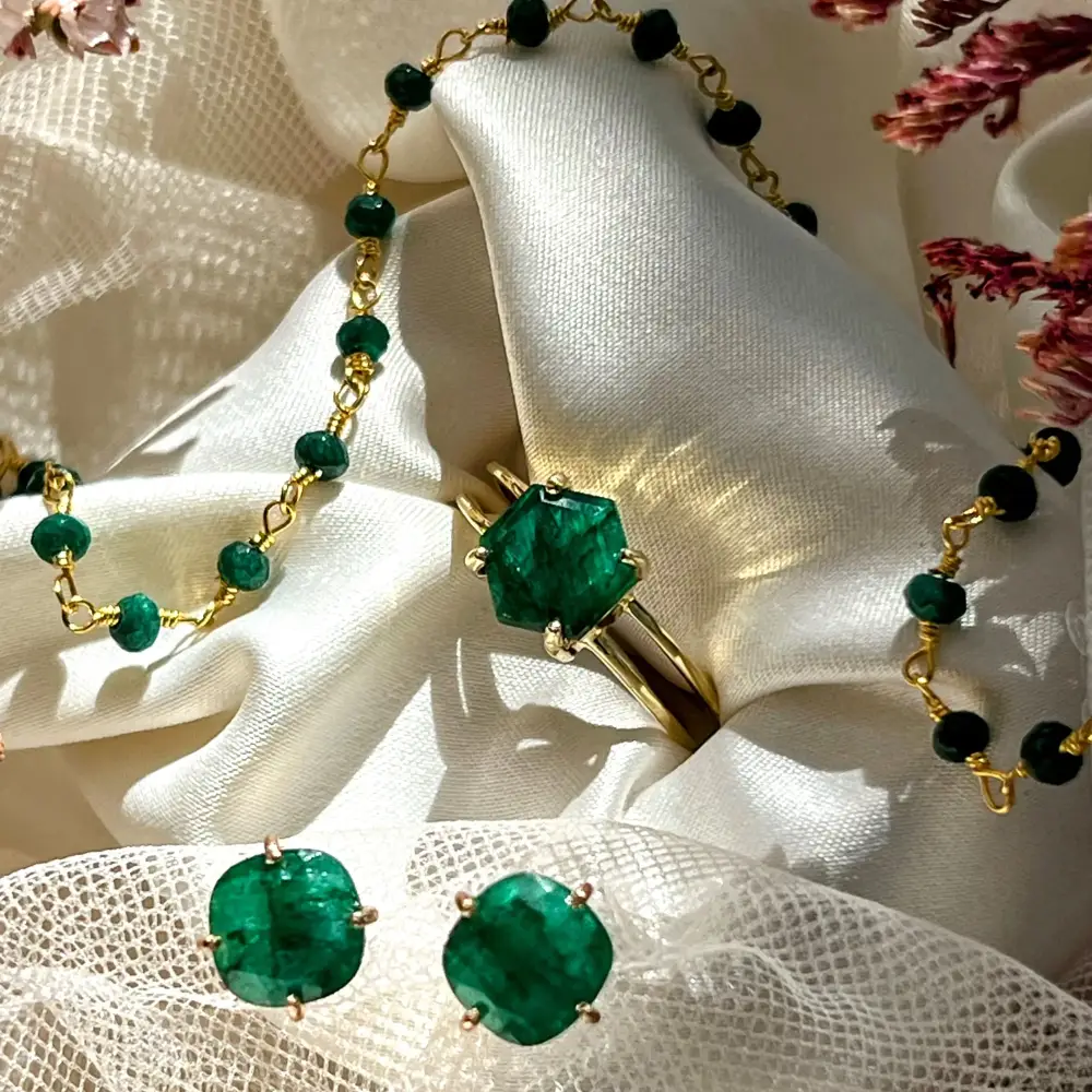 Natural Emerald Stud Earrings - Image 8