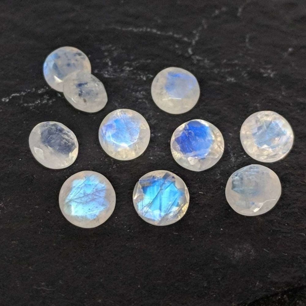 Faceted Moonstone Stud Earrings - Image 5