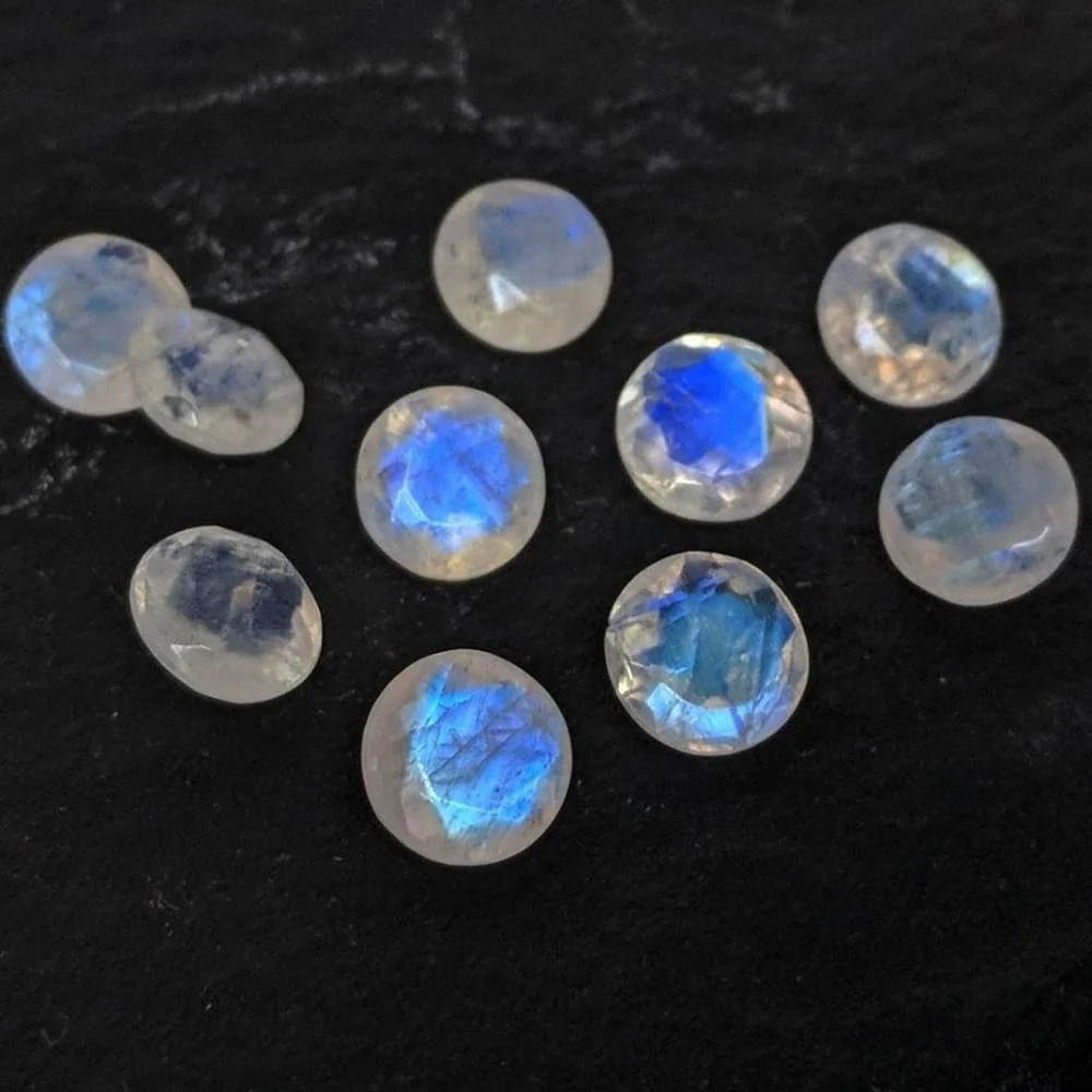 Faceted Moonstone Stud Earrings - Image 6