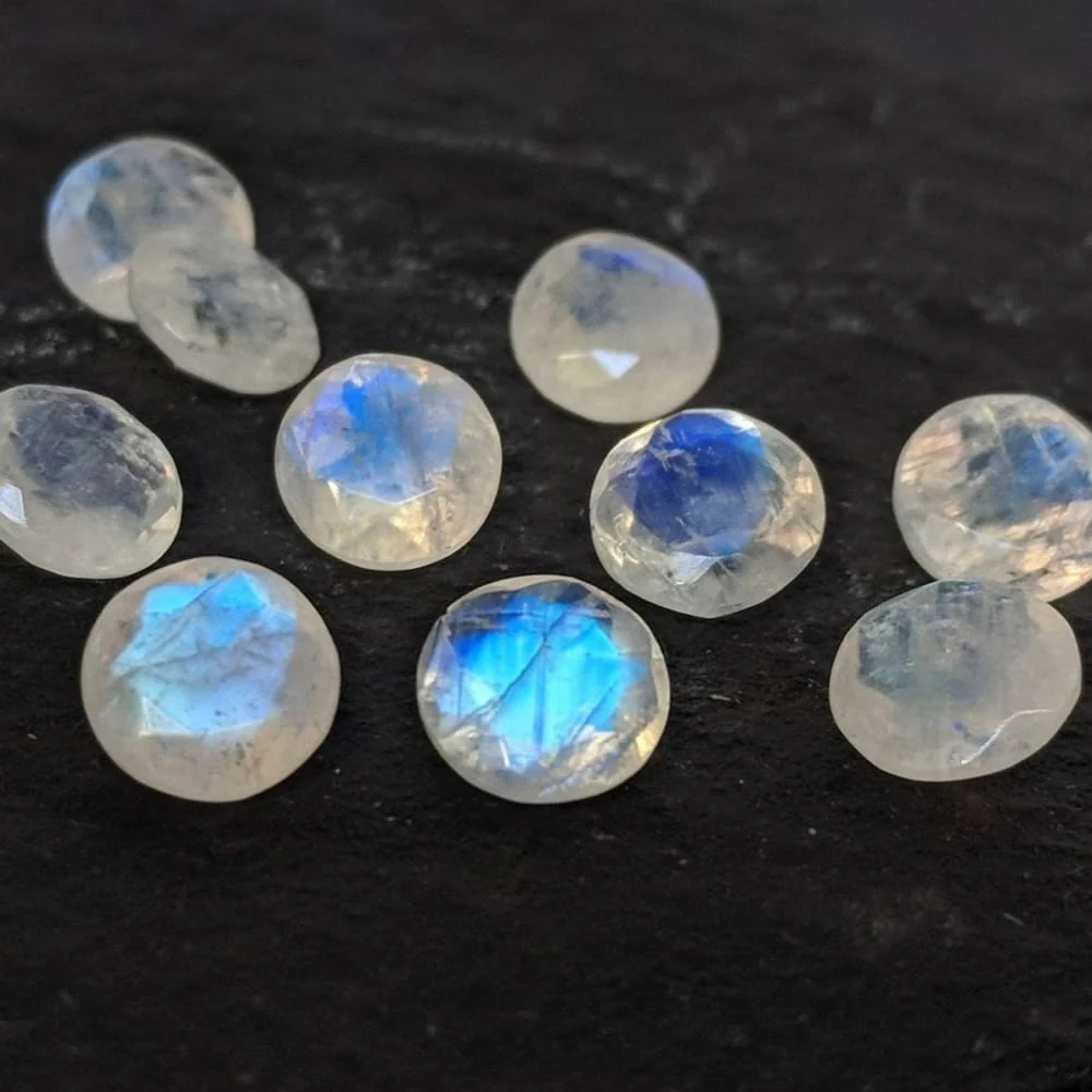 Faceted Moonstone Stud Earrings - Image 7