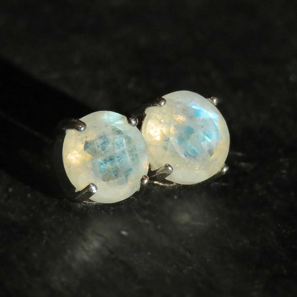 Faceted Moonstone Stud Earrings - Image 8
