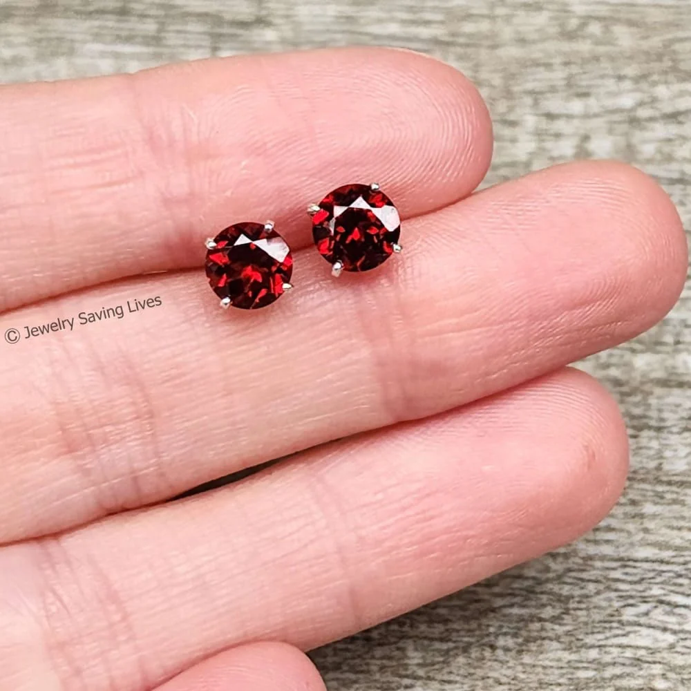 Garnet Stud Earrings - Image 4