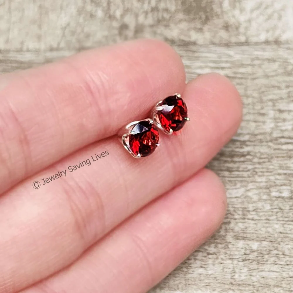 Garnet Stud Earrings - Image 6