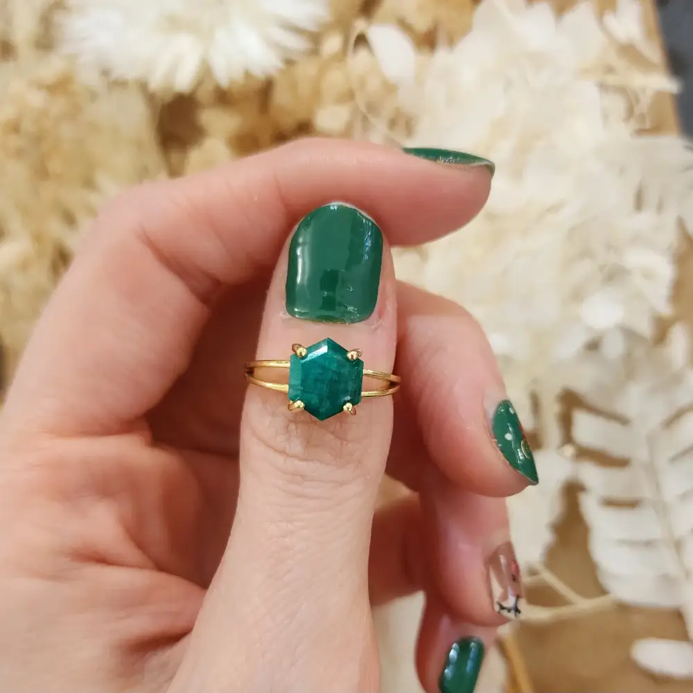 Hexagon Emerald Ring - Image 5