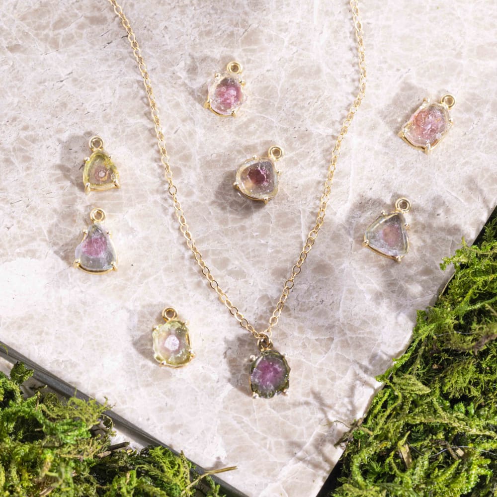 Large Watermelon Tourmaline Prong Necklace - Image 5