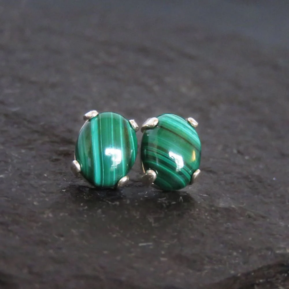 Malachite Stud Earrings - Image 4