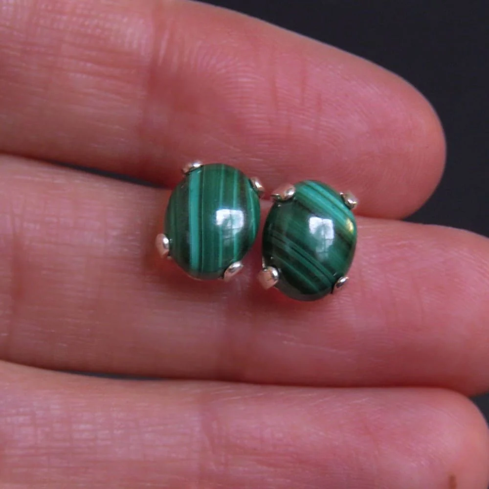 Malachite Stud Earrings - Image 5