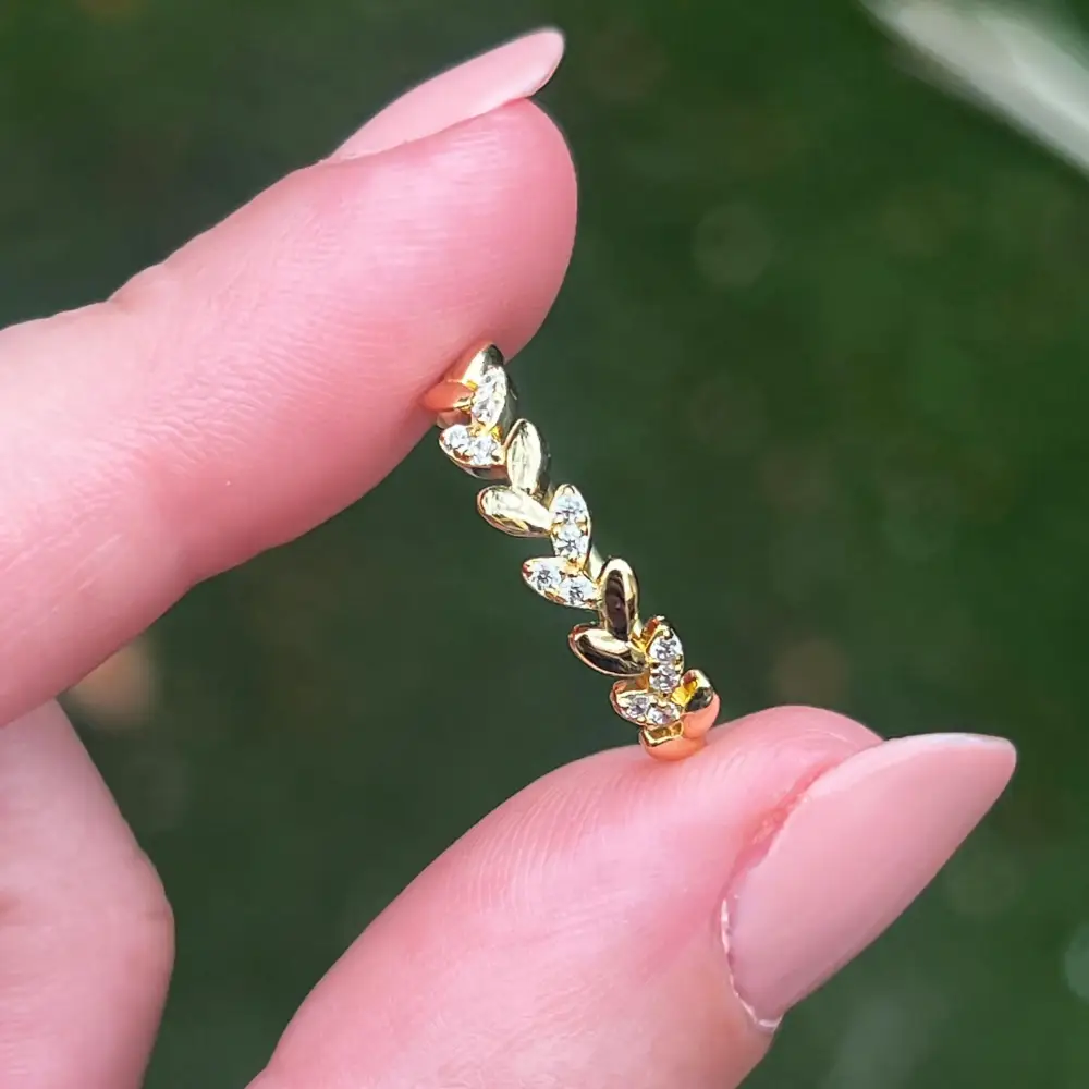 Moissanite Laurel Leaf Half Eternity Band - Image 4