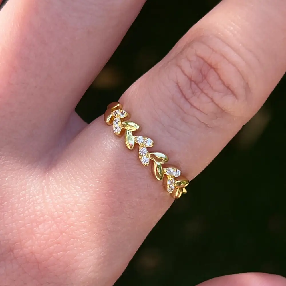 Moissanite Laurel Leaf Half Eternity Band - Image 6