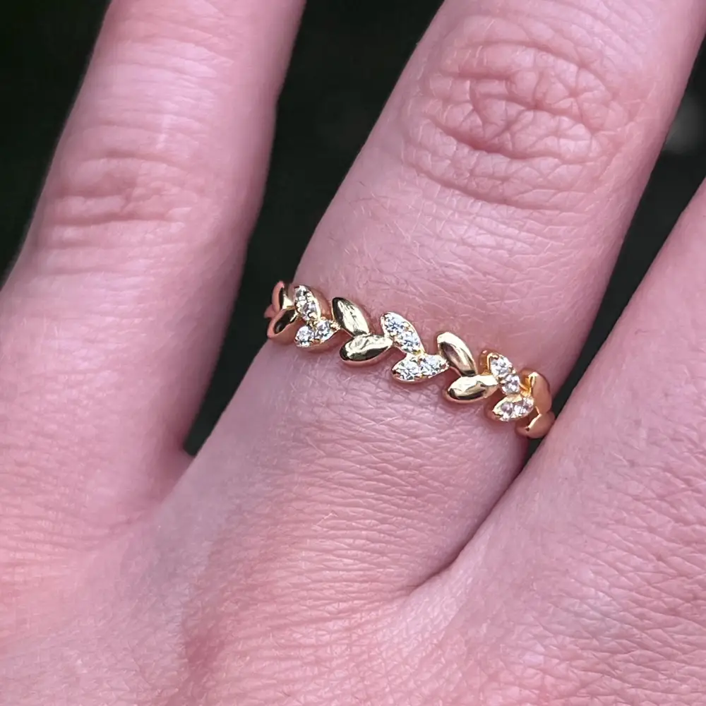 Moissanite Laurel Leaf Half Eternity Band - Image 9