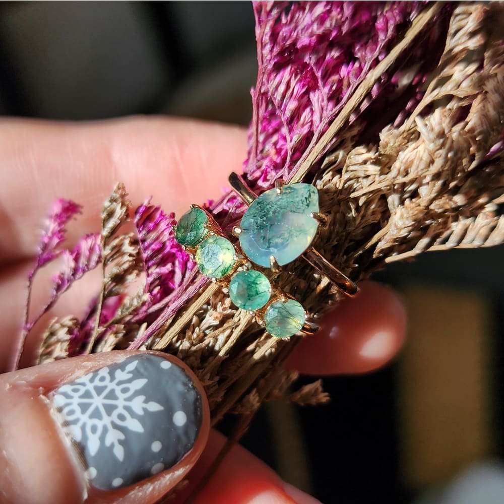 Moss Agate Half Eternity Band - Image 5