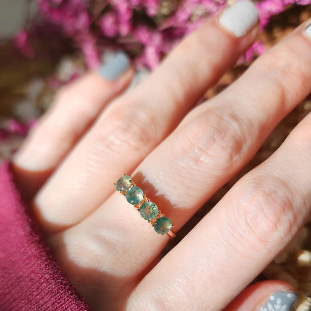 Moss Agate Half Eternity Band - Image 6