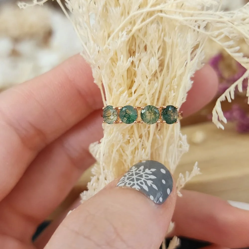Moss Agate Half Eternity Band - Image 9