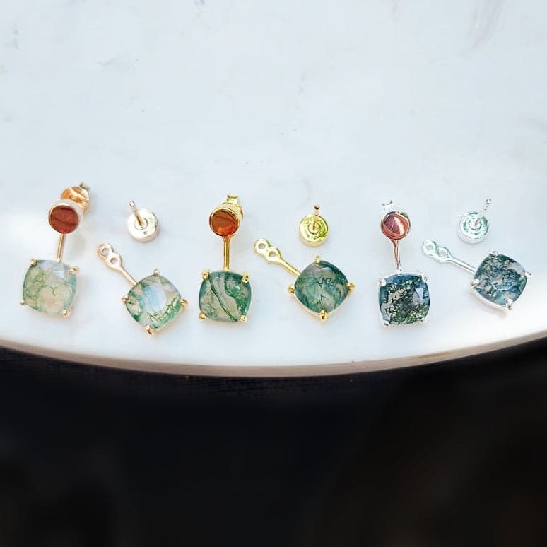 Moss Agate Jacket Dangle Earrings - Image 8
