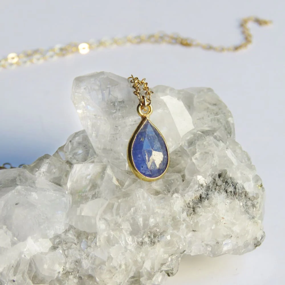 Natural Bezel Teardrop Tanzanite Necklace - Image 4