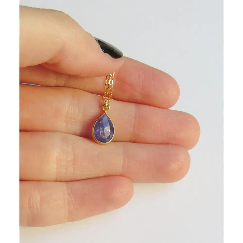 Natural Bezel Teardrop Tanzanite Necklace - Image 5