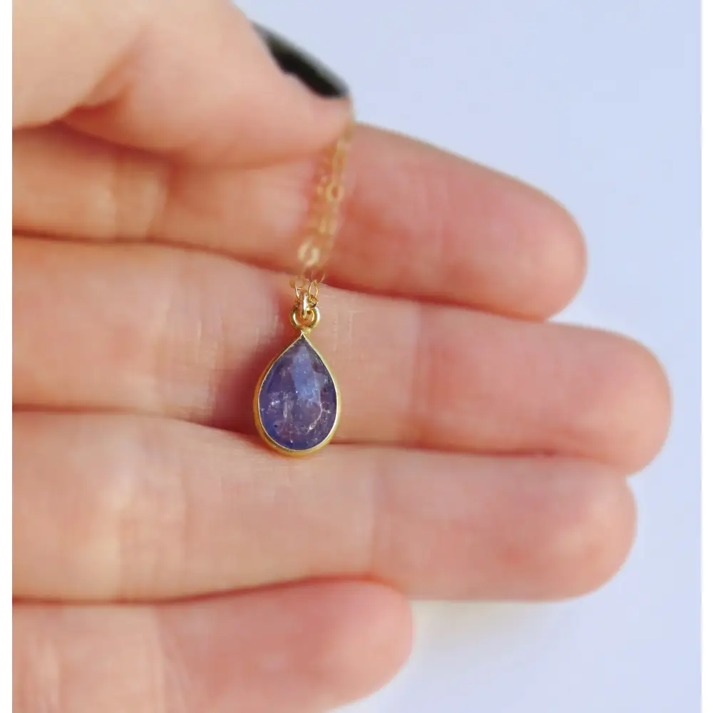 Natural Bezel Teardrop Tanzanite Necklace - Image 6