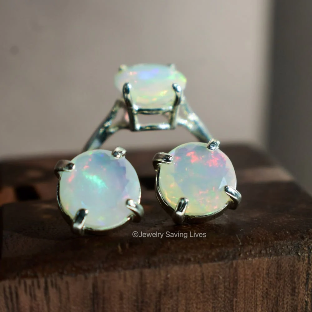 Natural Welo Opal Stud Earrings - Image 5