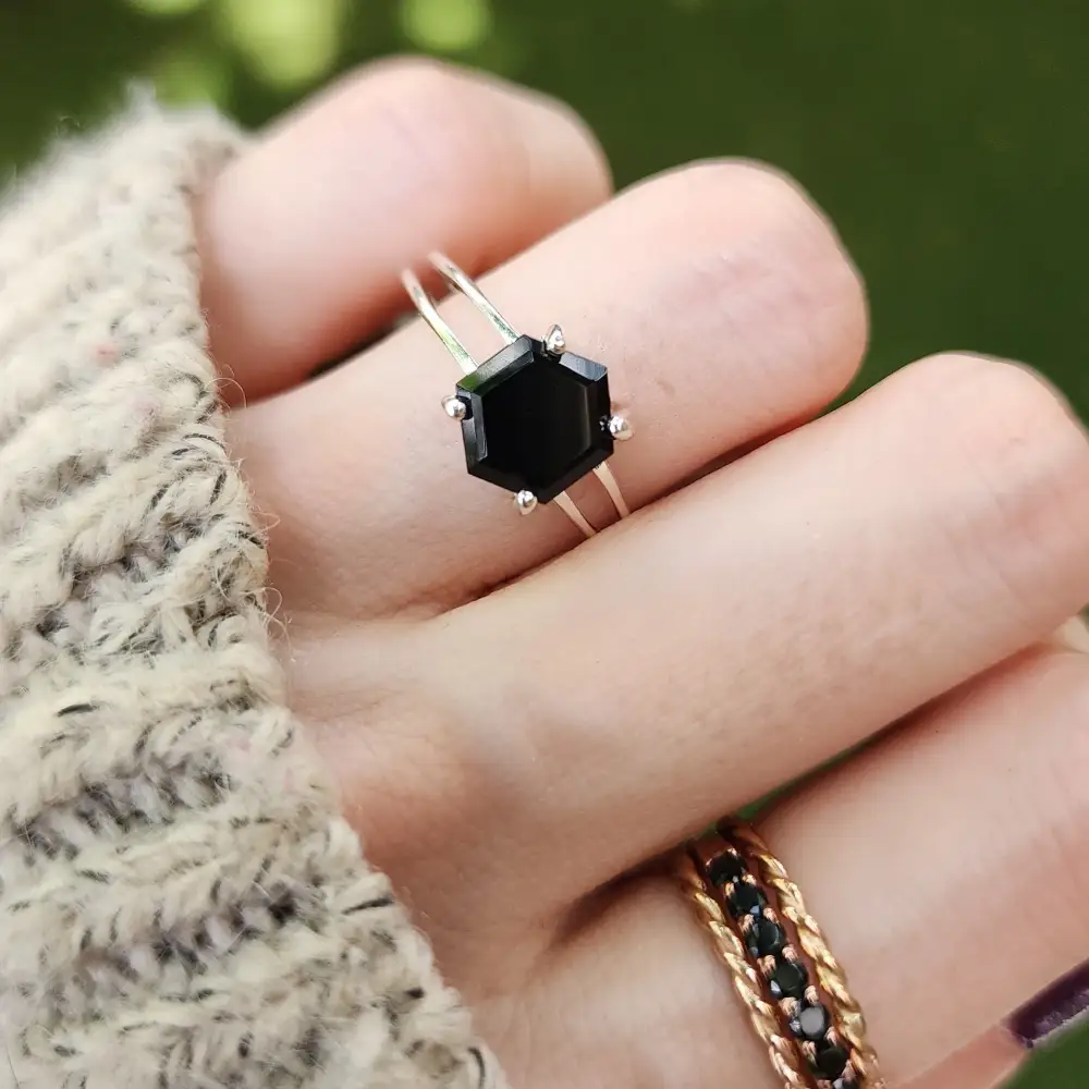 Onyx Hexagon Ring - Image 4