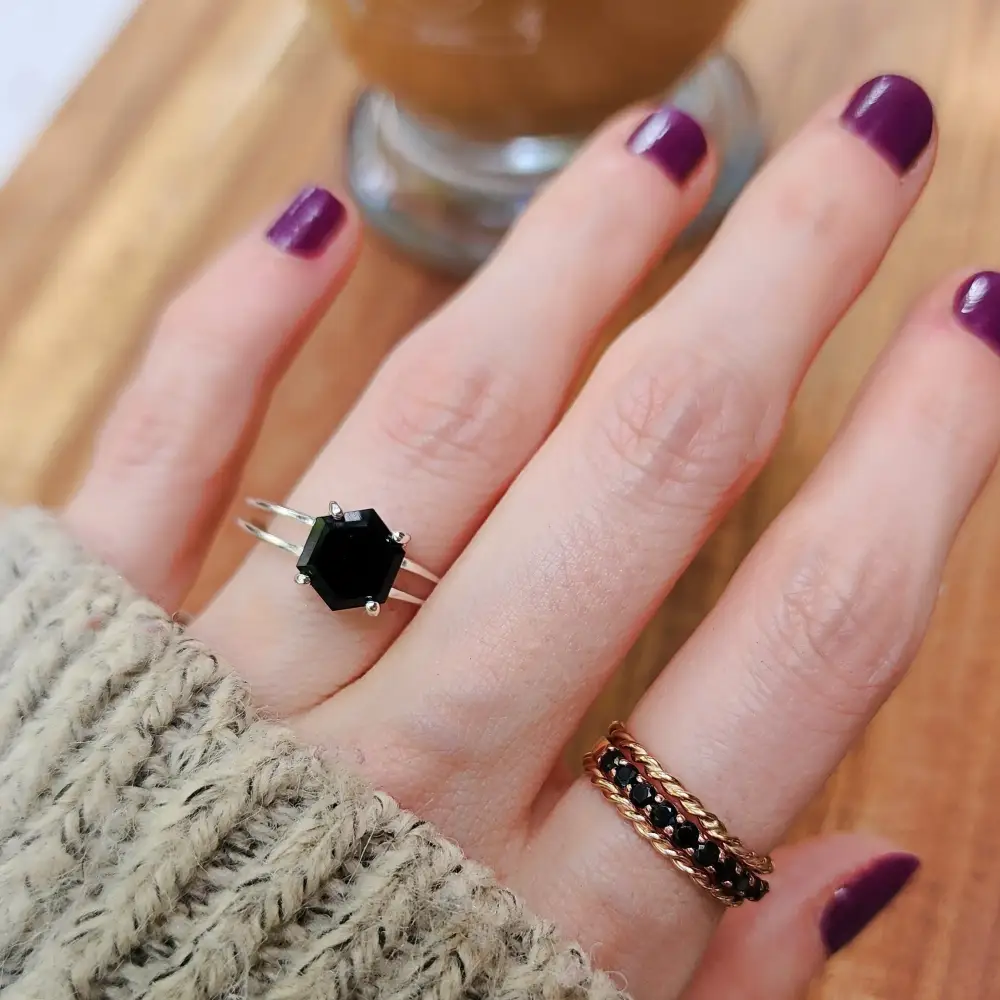 Onyx Hexagon Ring - Image 6