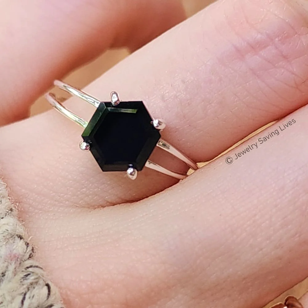Onyx Hexagon Ring - Image 7