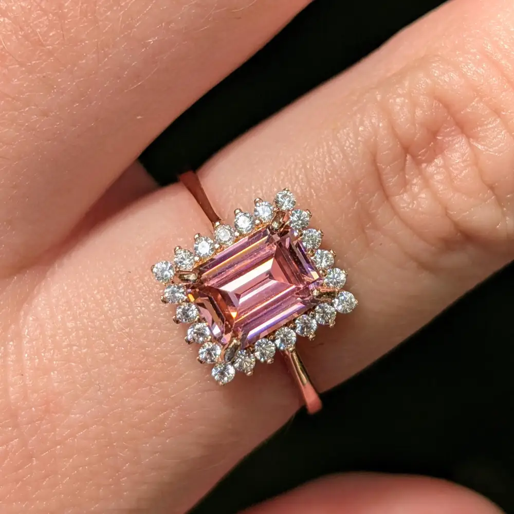 Pink Tourmaline Halo Ring - Image 5