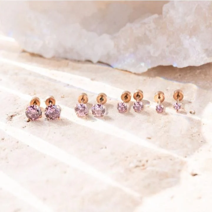 Pink Tourmaline Stud Earrings - Image 4