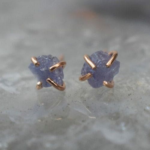 Raw Tanzanite Stud Earrings - Image 2