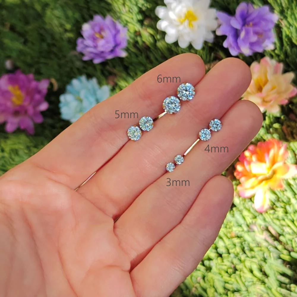 Round Aquamarine Stud Earrings - Image 4