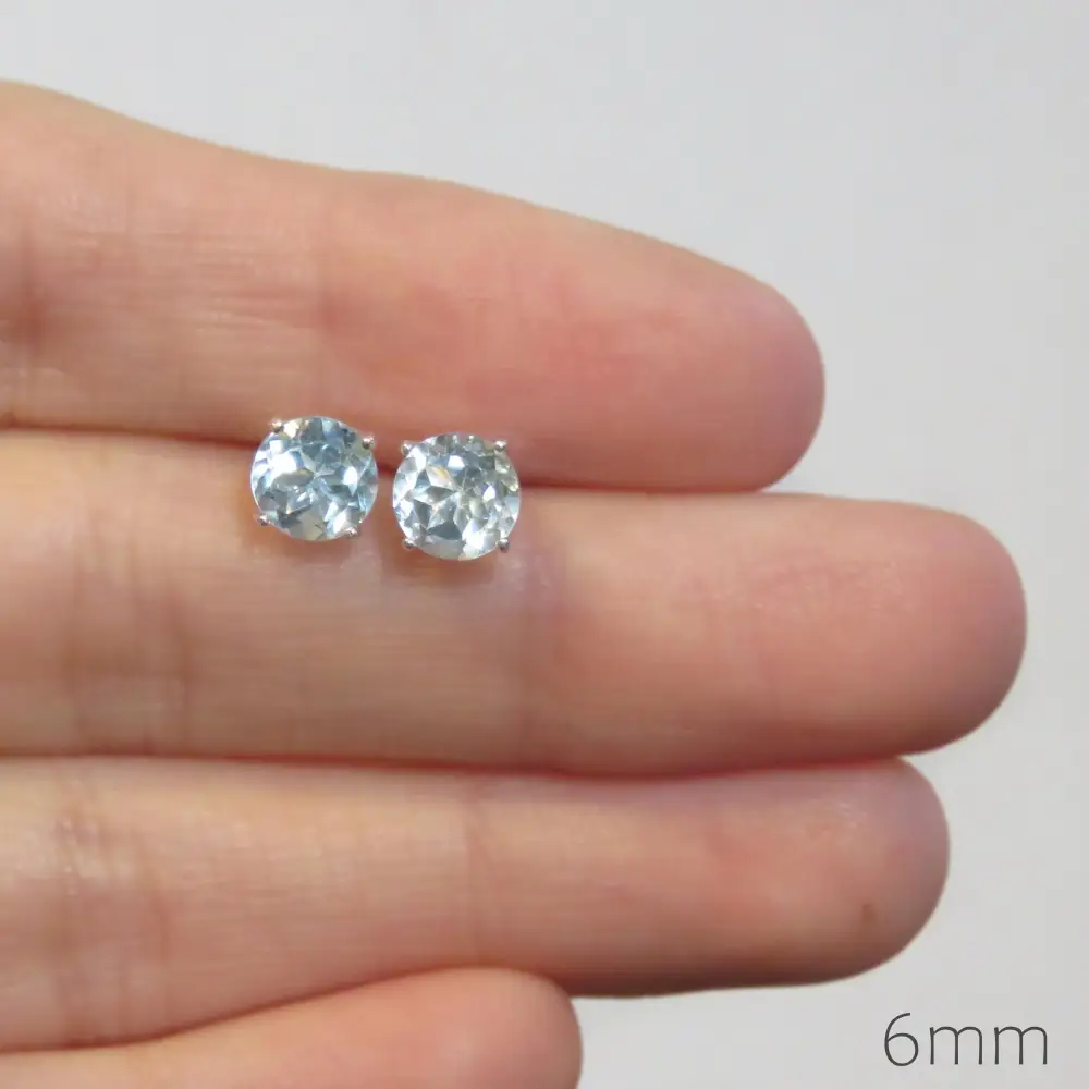 Round Aquamarine Stud Earrings - Image 5