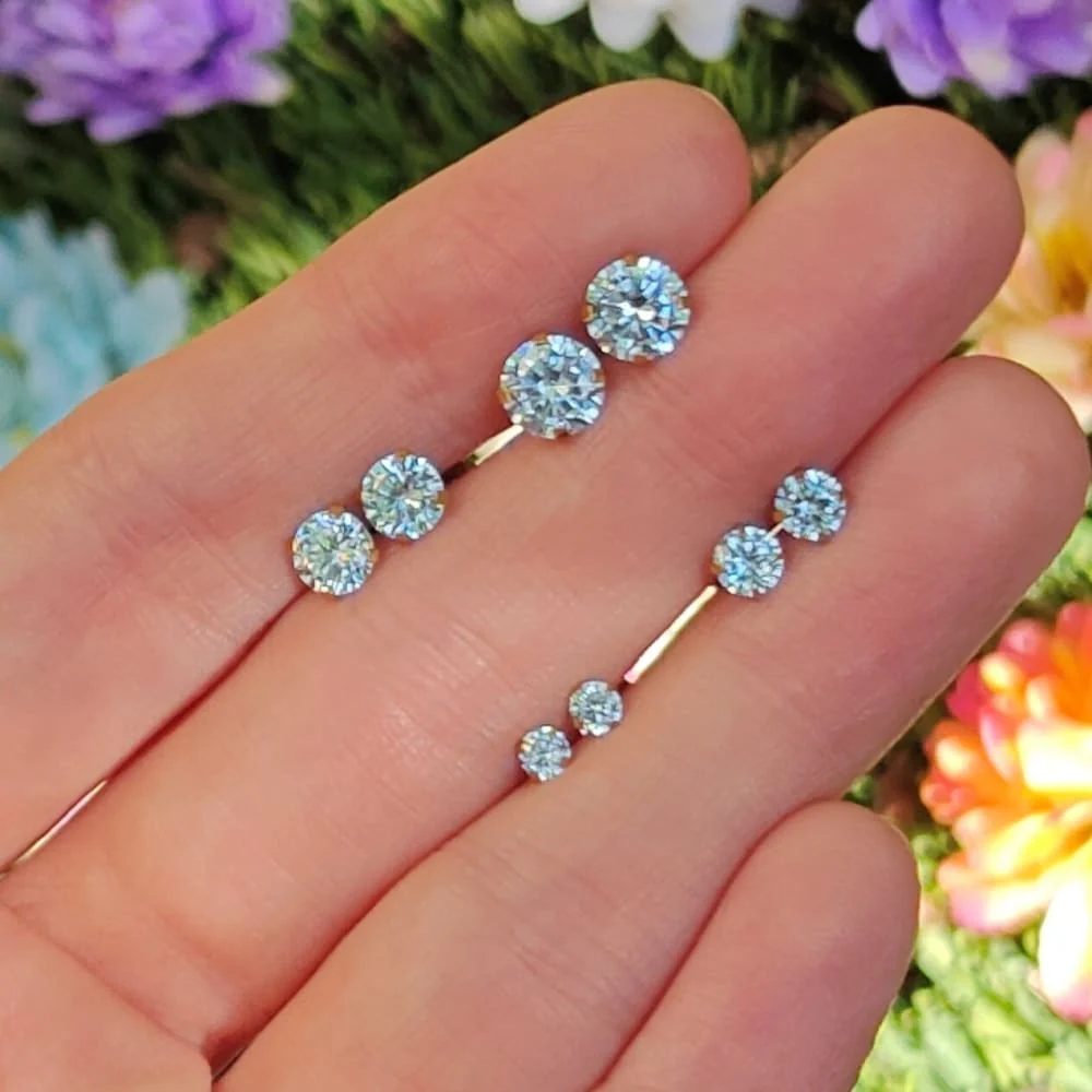 Round Aquamarine Stud Earrings - Image 8