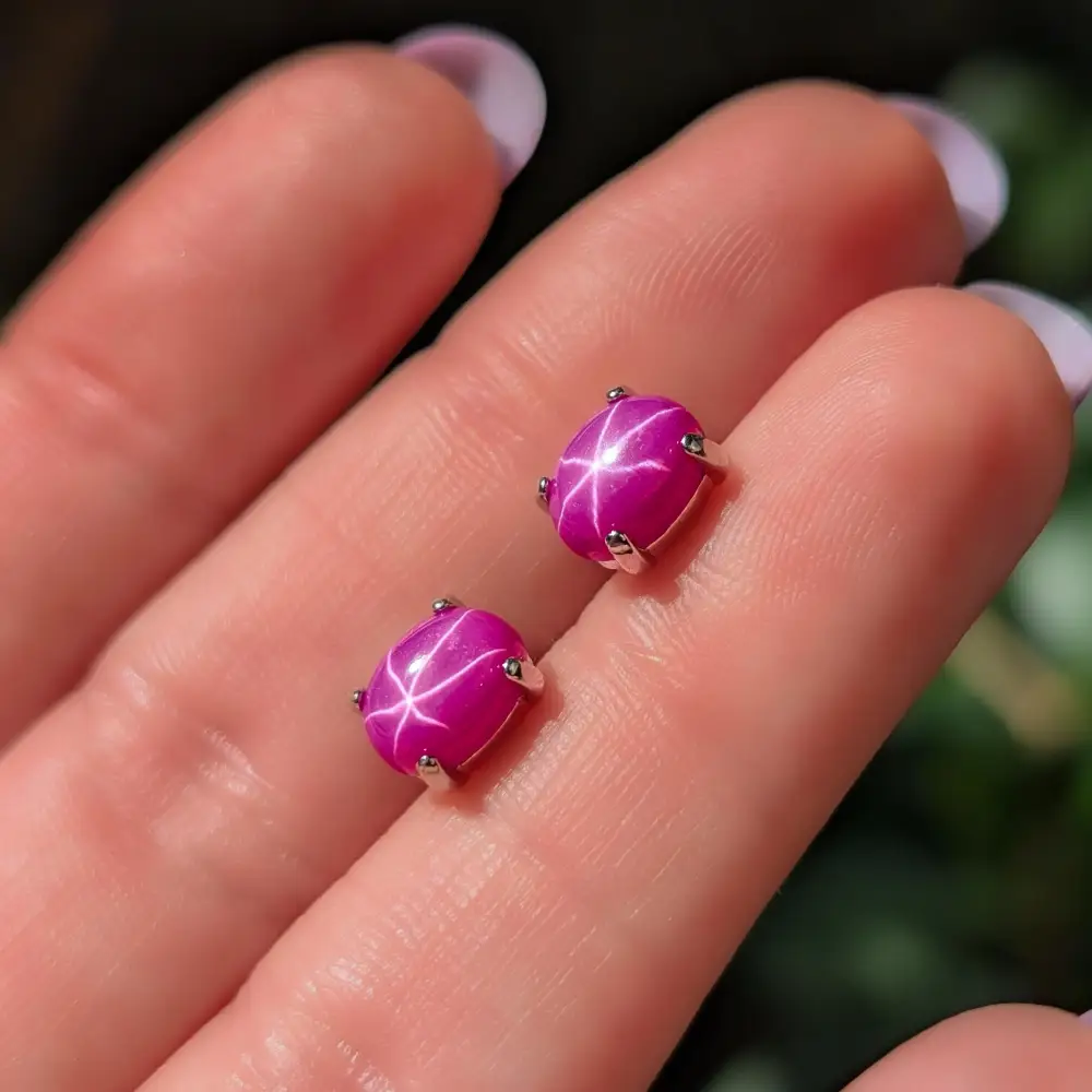 Star Ruby Stud Earrings - Image 13