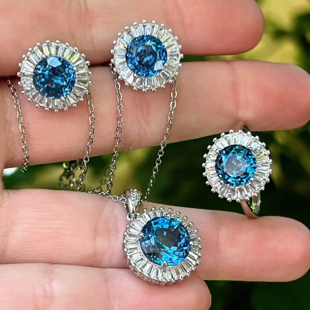 Sunburst Necklace - London Blue Topaz - Image 7