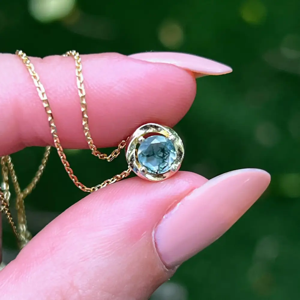 Swirl Necklace - Moss Agate - Image 4