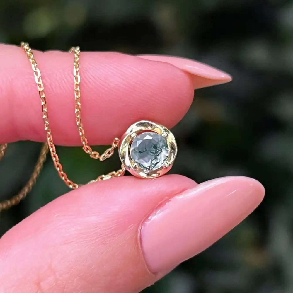 Swirl Necklace - Moss Agate - Image 5