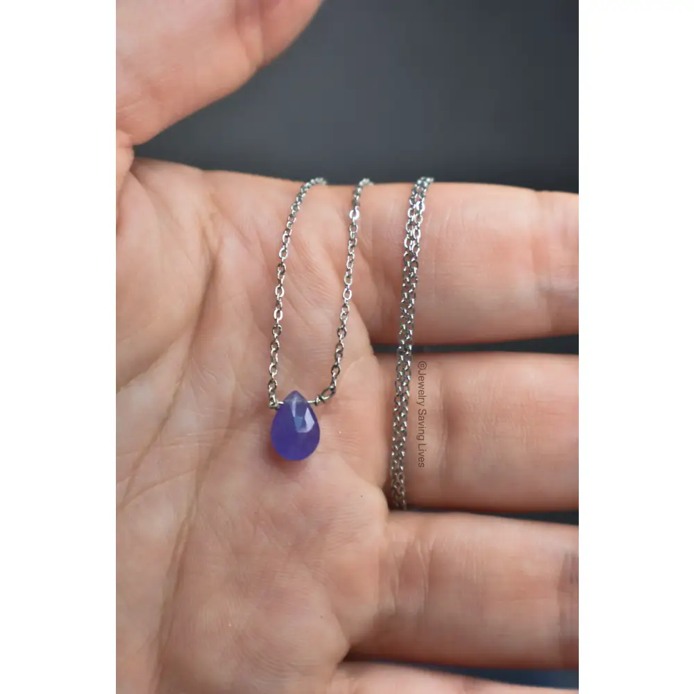 Tanzanite Teardrop Bar Necklace - Image 8
