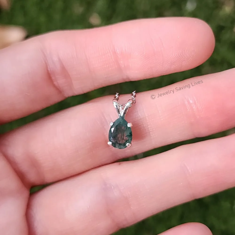 Teardrop Moss Agate Necklace - Image 5