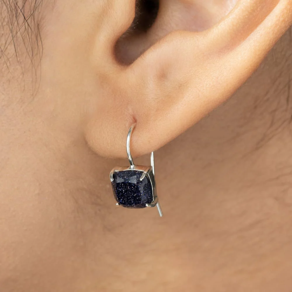 The Ashera - Blue Sandstone Dangle Earrings - Image 4