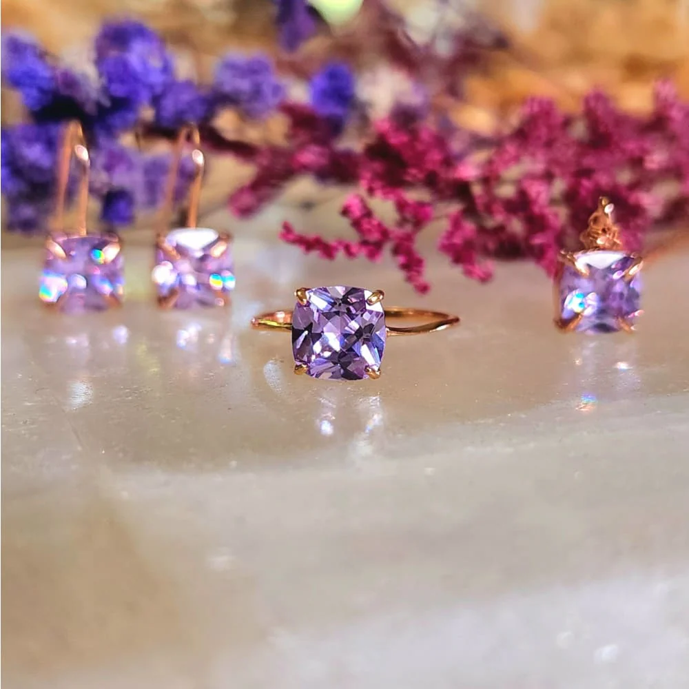 The Ashera - Brilliant Lavender Amethyst Dangle Earrings - Image 4