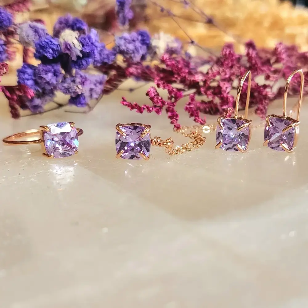 The Ashera - Brilliant Lavender Amethyst Dangle Earrings - Image 5