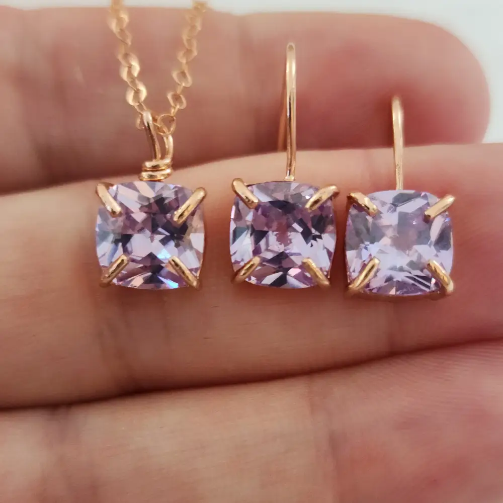 The Ashera - Brilliant Lavender Amethyst Dangle Earrings - Image 6