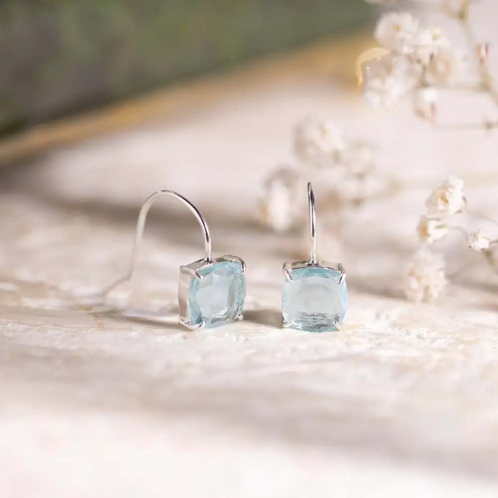 The Ashera - Natural Aquamarine Dangle Earrings - Image 10