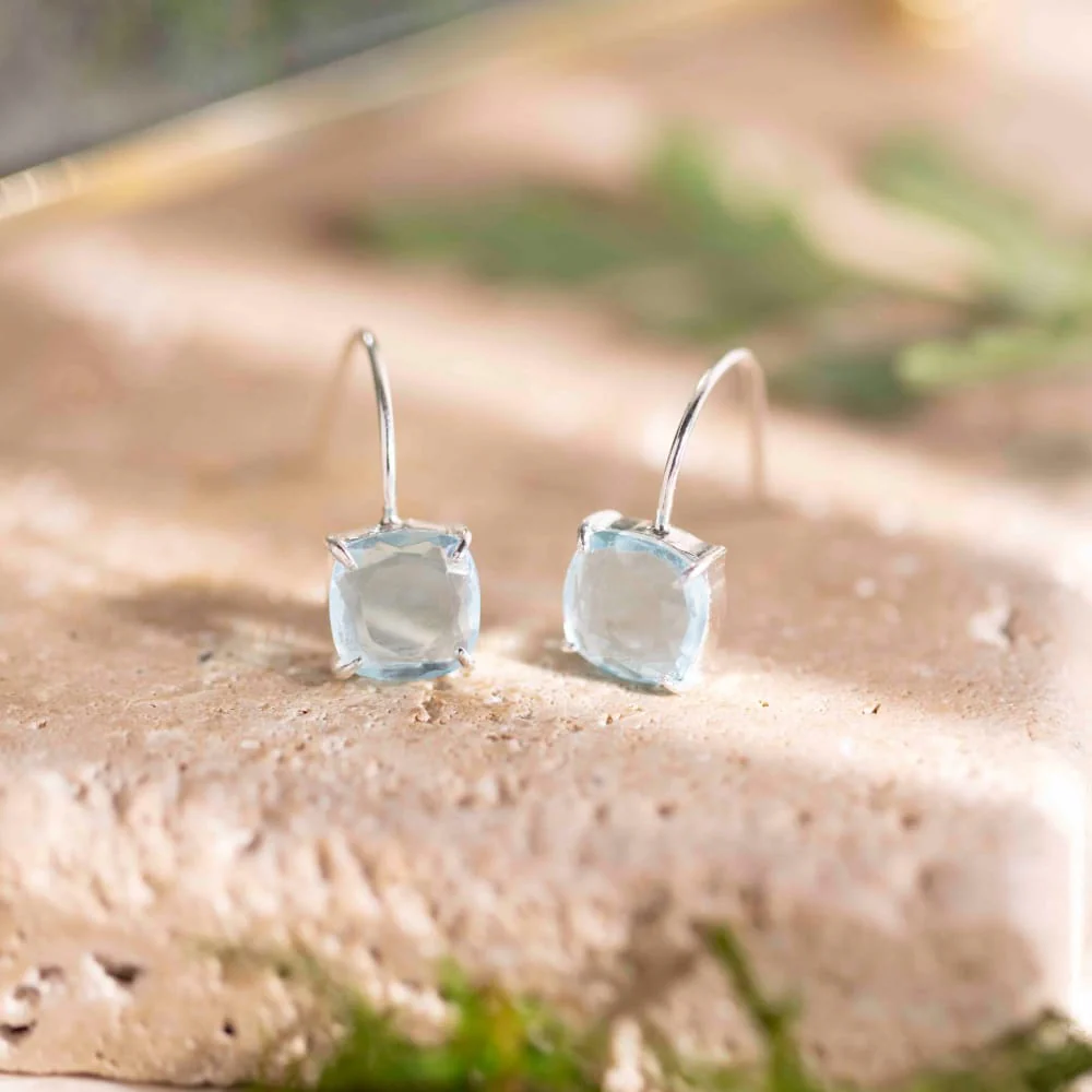 The Ashera - Natural Aquamarine Dangle Earrings - Image 6
