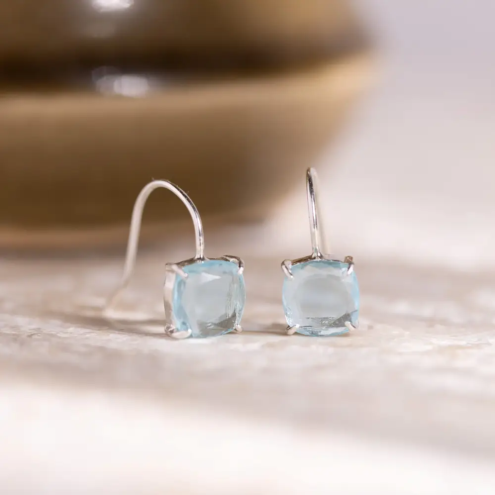 The Ashera - Natural Aquamarine Dangle Earrings - Image 7