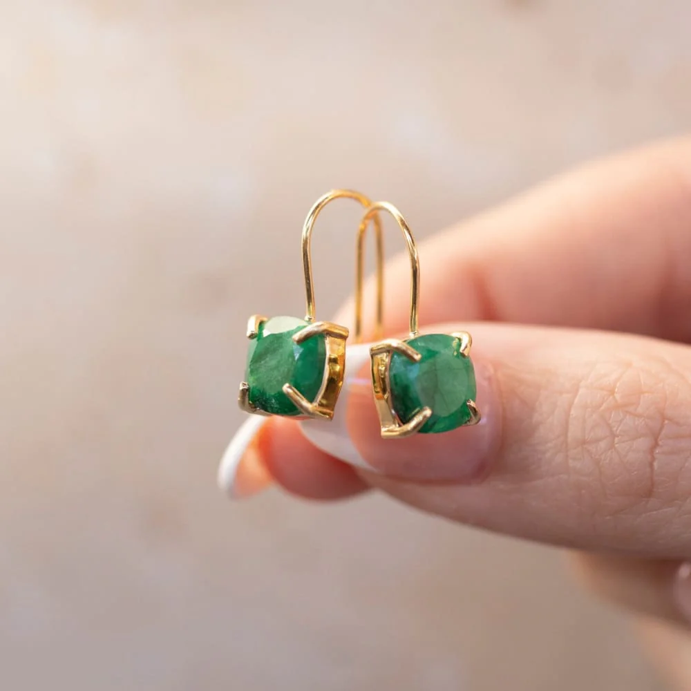 The Ashera - Natural Emerald Dangle Earrings - Image 6