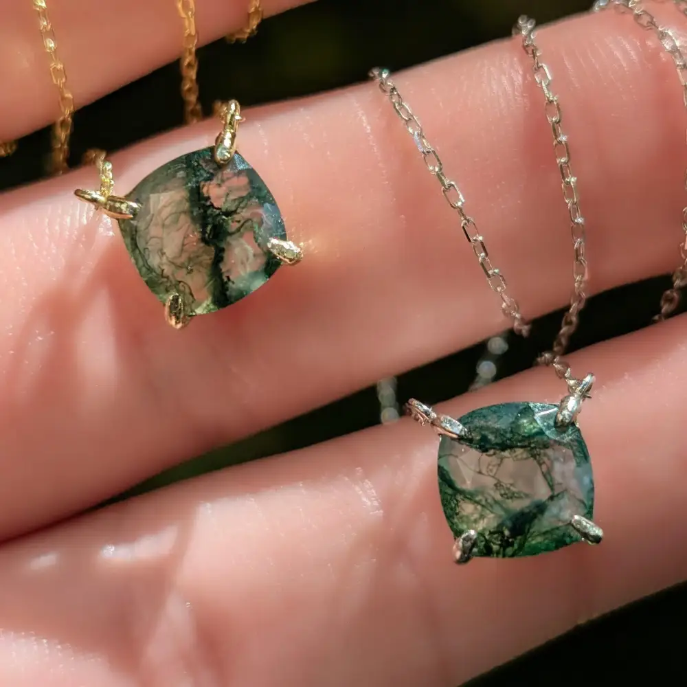 The Ashlynn- Natural Moss Agate Necklace - Image 13