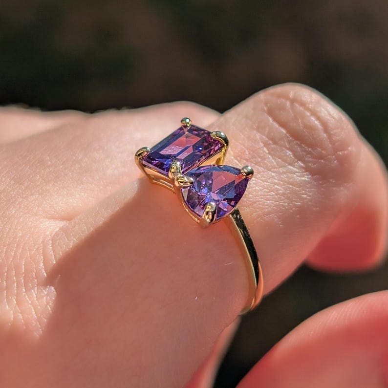 The Aurora - Toi et Moi Amethyst Ring - Image 2