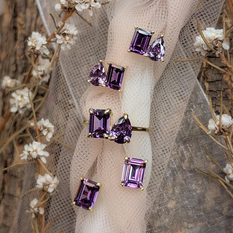 The Aurora - Toi et Moi Amethyst Ring - Image 4
