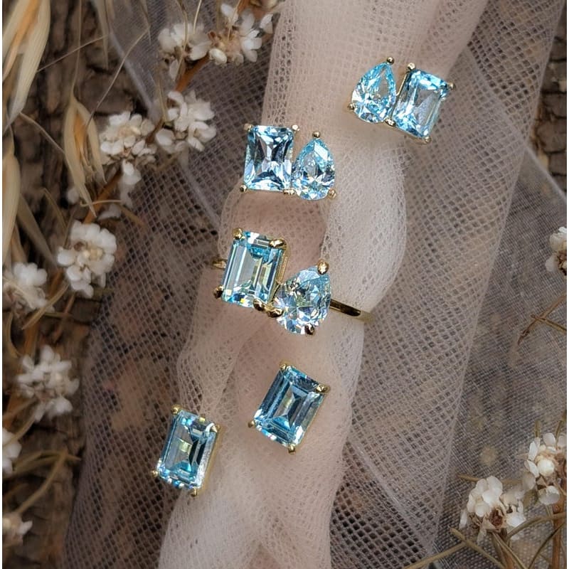 The Aurora - Toi et Moi Aquamarine Earrings - Image 8